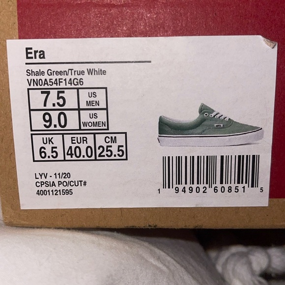 Vans Era in Shale Green Size M7.5 W9 - Picture 7 of 7